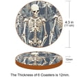 thumbnail image 3 of Skeleton Set of 6 Round Microfiber Leather Coasters, 11x11 cm/4.3x4.3 in, Stylish Drink Coasters for Home and Office, and Easy to Clean, 3 of 6