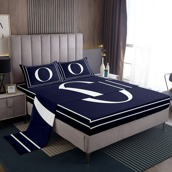 Erosebridal Initial Letter A to Z Sheet Set Full, Monogrammed O Full Sheet Sets, Modern Fashion Bedding Sets Full Size, Ultra Soft Room Decoration, 4pcs