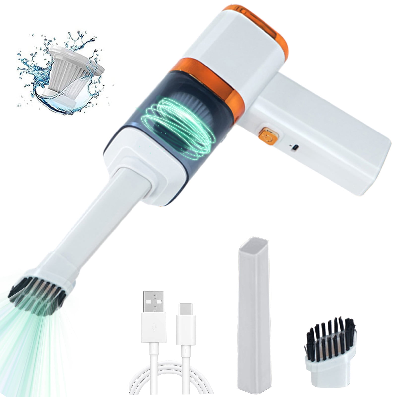 Cordless Car Vacuum, Powerful Suction for Crevices and Keyboard, 4000mAh Battery, Lightweight, USB Rechargeable, with Nozzle and Brush