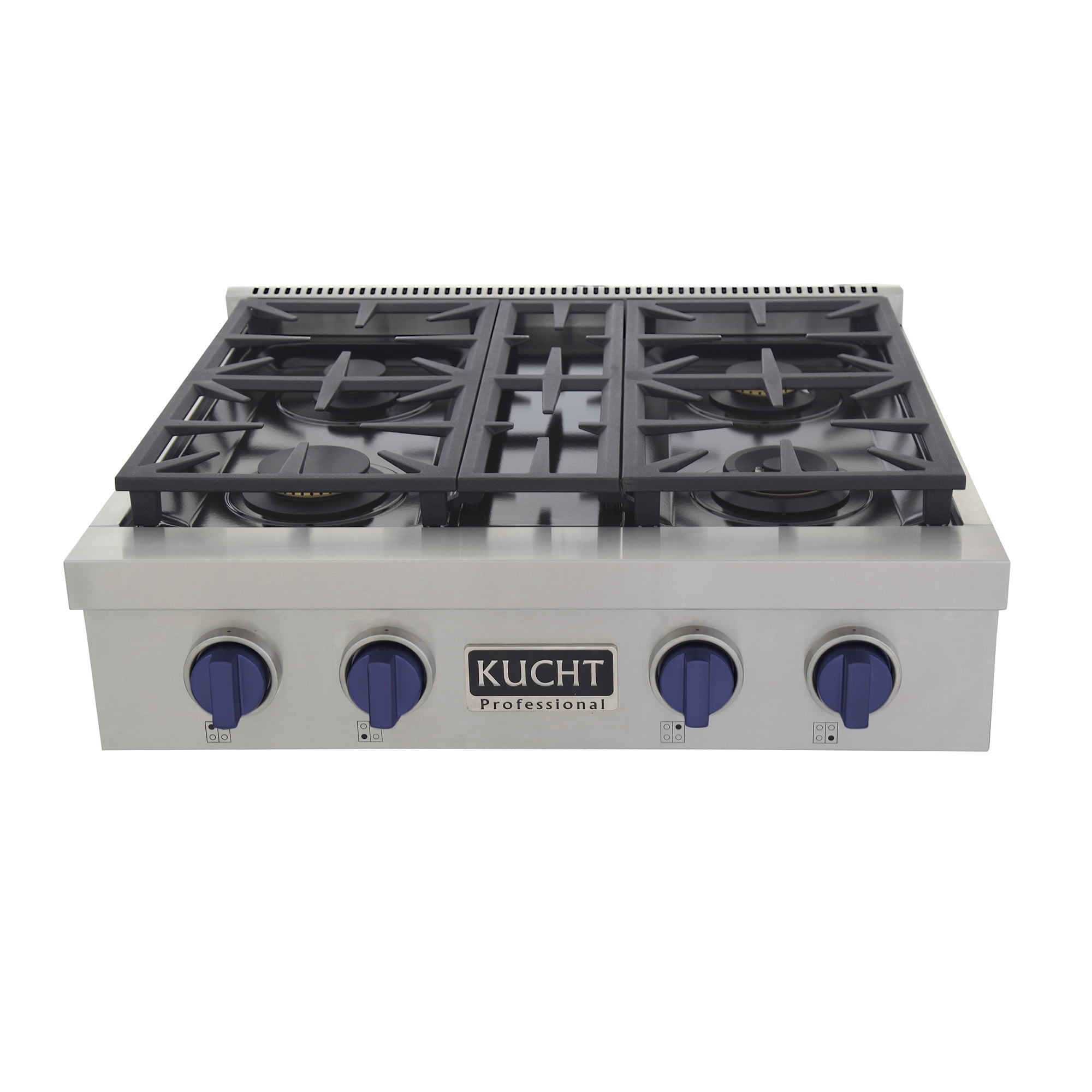 30 in. Propane Gas Range Top in Stainless Steel with Royal Blue Knobs