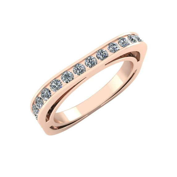 1.25Ct Round Cut Natural Diamond Euro Style Square Anniversary Wedding Eternity Band Ring 14k Gold IJ I1