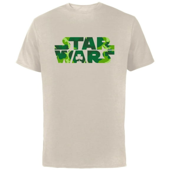 Star Wars Logo Green Shamrocks St. Patrick’s Day - Short Sleeve Cotton T-Shirt for Adults - Customized-Natural
