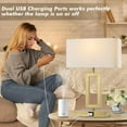 thumbnail image 3 of Gold Table Lamps Set of 2 with Dual USB Ports, 3-Way Dimmable Touch Control Bedside Lamps, Modern Bedroom Table Lamp for Living Room, Nightstand LED Bulbs Included, 3 of 7