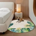 thumbnail image 2 of Monstera Leaves Round Area Rug 3.3Ft Washable Circle Rugs for Dining Room Table, Green Yellow Botanical Palm Leaf Summer Beige Non-Slip Carpet Floor Mats Indoor Outdoor Carpet Runner Home Decor, 2 of 8