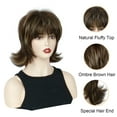 Lakihair Short Natural Bangs Hair, BrownBlonde Highlighted Women's