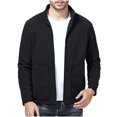 thumbnail image 2 of Maoxin Mens Jackets Fashionable Men's Solid Warm Long Sleeve Hoodless Casual Outwear Jackets Black 3XL, 2 of 3