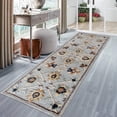 thumbnail image 4 of 2â€™ x 7â€™ Blue and Beige Floral Runner Rug, 4 of 8