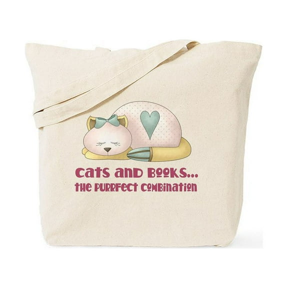 CafePress - Cute Cats And Books Tote Bag - Unisex Canvas Tote Bag, Beige, 1-Piece