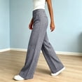 thumbnail image 5 of Women's Gingham Plaid Wide Leg Pants High Waist Casual Loose Trousers with Pockets for Daily Work Wear Trendy Street Outfit Dark Gray, 5 of 5
