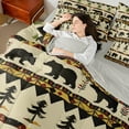 thumbnail image 5 of Manfei Farmhouse Jungle Bear Bedding Comforter Set 7 Pieces, Rustic Cabin Full Bedding Set, Western Countryside Reversible Fitted Sheet Flat Sheet, Ultra Soft Home Decor, 5 of 8
