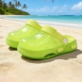 thumbnail image 2 of Lusa Kids Solid Color Transparent Slippers with Holes Casual Thick-Soled Non- Summer Beach Sandals Comfortable Soft Sole Cool Shoes for Warm Weather Outdoor Play Wear Green 18-24 Months, 2 of 4