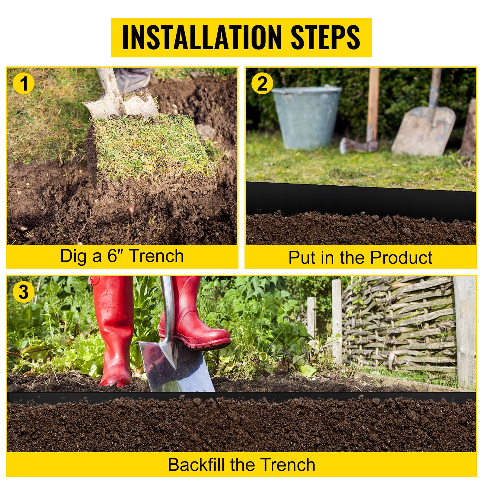 VEVOR Landscape Edging Terrace Board 80 ft Length 10 inch Depth Lawn Garden