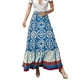 thumbnail image 1 of Gibobby faldas largas de mujer casuales Falda larga de flores bohemias para mujer, cintura alta elástica con bolsillos y cinturón, falda larga, falda plisada, falda de playa,(Azul, M), 1 of 5