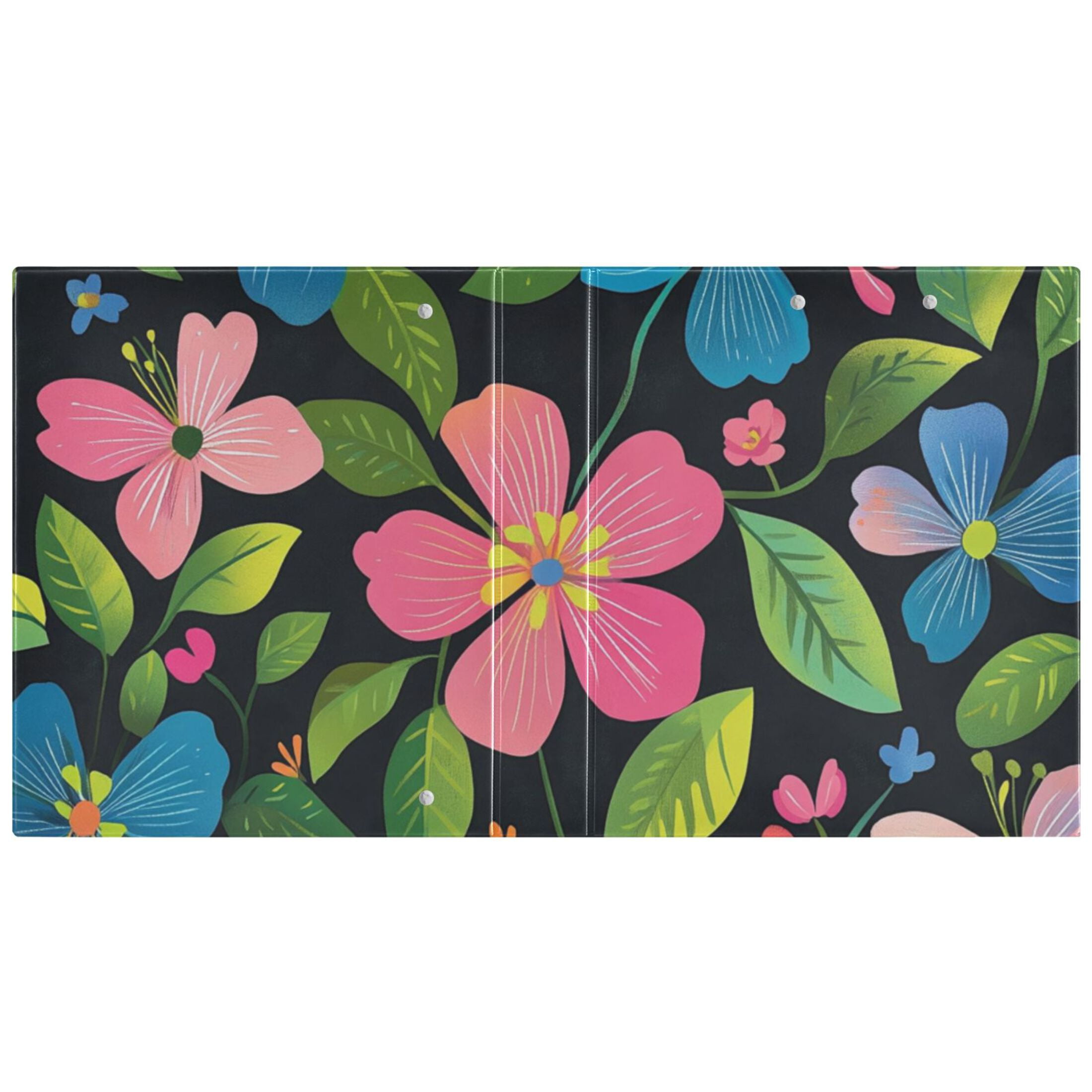 Colorful Wildflowers 3 Ring Binders 1.5 inch Hardcover File Folders with Interior Pockets A4 Size Organizer for School Office Hospital Set of 2