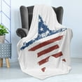 thumbnail image 4 of Grunge Soft Flannel Fleece Throw Blanket, American Flag Print as Star Shaped Stripes National Emblem Illustration, Cozy Plush for Indoor and Outdoor Use, 70" x 90", Navy Brown, by Ambesonne, 4 of 5