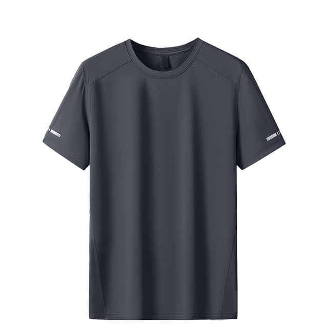 Camiseta de manga corta de seda helada para hombre: camiseta informal elástica, transpirable y de secado rápido para el verano, cómoda para practicar deporte y relajarse