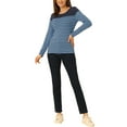 thumbnail image 2 of BLUSA CHIC PARA MUJER INSPIRE, A RAYAS, BLOQUE DE COLOR, MANGA LARGA, T-SHIRT CASUAL, AZUL MARINO, 2 of 6
