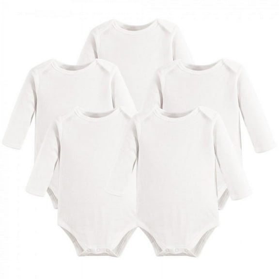 Touched by Nature Organic Cotton Long-Sleeve Bodysuits 5pk, White, 9-12 Months