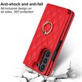 thumbnail image 2 of Wallet Case for Samsung Galaxy Z Fold 5 with Ring Stand, Luxury Soft Rhomboid for Women Men PU Leather Wallet Card Holder Durable Shockproof Protective Cover for Galaxy Z Fold 5, Red, 2 of 5