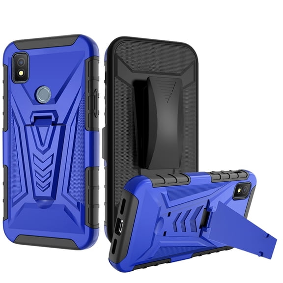 Compatible for Cricket Icon 4 WTCKT01 Holster Cover Phone Case Tempered Glass - Blue