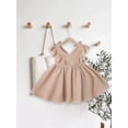 thumbnail image 6 of Kids Little Girl Cotton Linen Dress 12 24 Months 2T 3T 4T 5T Solid Color Ruffle Trim A-line Princess Tank Dresses Casual Summer Clothes, 6 of 9