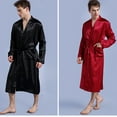 thumbnail image 3 of Fjuchai Men's Satin Robe Large Size Silky Kimono Bathrobe Lightweight Soft Sleepwear Spring Fall Long Sleeve Bath Towel Size S-XXL, 3 of 9