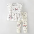 thumbnail image 2 of Toddler Girls Floral 2 Piece Outfit, Sleeveless Ruffle Peplum Top & Matching Print Leggings Casual Kids Set 2-11 Years, 2 of 6