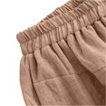 thumbnail image 5 of Lenpel Women's Cotton Linen Culottes Pants Elastic High Waisted Wide Leg Flowy Capri Pants Cropped Palazzo Trousers with Pockets, 5 of 7