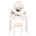 thumbnail image 5 of Topcobe Vanity Table and Chair Set with Light Bulb, Make Up Vanity Desk with 5 Drawer, White, 5 of 8