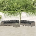 thumbnail image 1 of vidaXL 9 Piece Garden Lounge Set with Cushions Grey Poly Rattan, 1 of 5