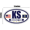 thumbnail image 3 of Flag of Kansas / American Flag Oval 3M Vinyl Bumper Sticker Decal | Navy & Gold Manhattan, KS Sticker Vinyl Decal, 3 of 3