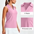 thumbnail image 6 of Golf Shirts for Women Sleeveless V Neck Workout Tank Tops Collared Quick Dry Tennis Running Polo Shirts, 2XL, 6 of 6