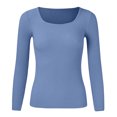 thumbnail image 4 of PMUYBHF Combinaison Chandail pour Femmes Couleur Unie Col en U Tricot Col Roulé Hauts S, 4 of 5