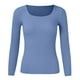 thumbnail image 2 of Gibobby Suéter Divertido Suéter de punto con cuello en U de color sólido para mujer Suéter de cuello con fondo (Azul, S), 2 of 5