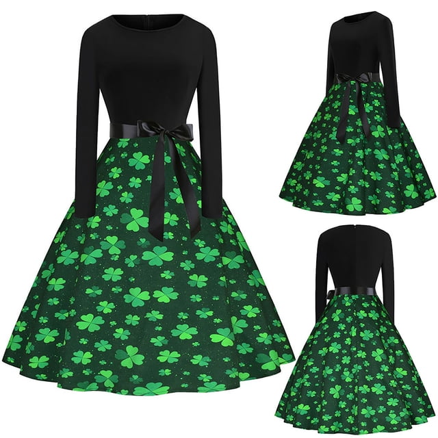 Qiopertar Robe de Soirée Imprimée pour la Saint-Patrick pour Femmes en Solde à Moins de 5$ en Solde