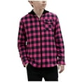 thumbnail image 2 of HAOTAGS Teen Boys Plaid Jacket(4-15), Zip Up Hooded Shirts Long Sleeve Outwear for Spring Fall Hot Pink 14-15Years, 2 of 4