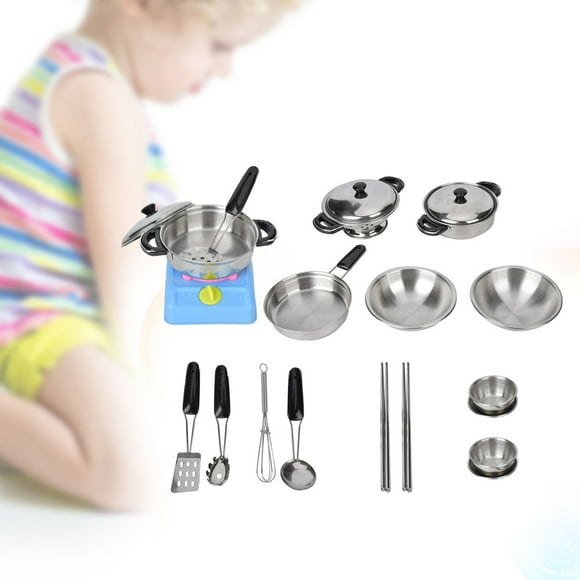 Ccdes Jouet de Cuisine de Jeu, Jouet de Cuisine pour Enfants, Ustensiles de Cuisine Jouet Mini Simulation Enfants Jouets de Cuisine en Acier Inoxydable