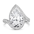 thumbnail image 2 of Blue Jewel Pear Cut 1.9Ct Excellent Lab Created Diamond Ring - 14K White Gold Plated Ring - Sweeping Wedding Bypass Ring for Women's - Anniversary Swirl Ring for Her - New Year Gift, 2 of 11