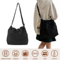thumbnail image 7 of HUISZJ Square Shoulder Bag, Leisure Crossbody Bag, Nylon Drawstring Shoulder Bag for Travel Commute Work (Black), 7 of 7