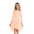 thumbnail image 3 of YONGHS Girls Elegant Lace Flower Girl Dress Long Sleeve A-Line High Low Hem Junior Bridesmaid Dress Nude 12, 3 of 7