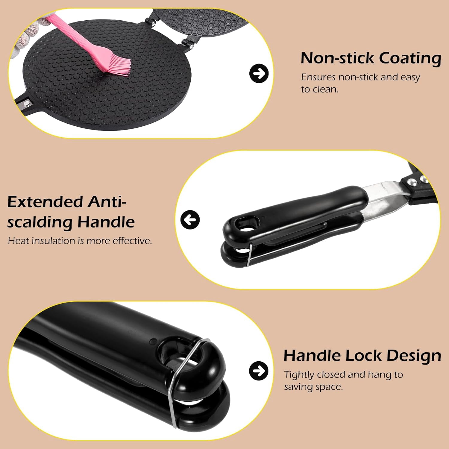 Waffle Cone Maker Non-stick Ice Cream Cone Maker 8.66 inches Aluminum Egg Roll Mold for Crispy Rolls