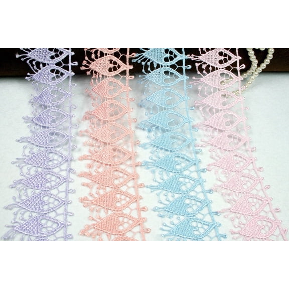 New 3" Green Lilac Gray Yellow Lilac White Ivory Blue Venice Lace Trim By Yard