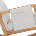 thumbnail image 5 of Accent Rocking Chair With Ottoman, Modern Fabric Upholstered Armchair with Thicken Padded Cushion and High Backrest, Glider Rocker with Side Pocket and Solid Wood Base, Beige, 5 of 7