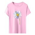 thumbnail image 2 of Hauts d'Été pour Femmes, Blouses Décontractées Élégantes 2024, T-Shirts à Manches Courtes Imprimés, Col Rond, Ample, Rose, 2 of 6