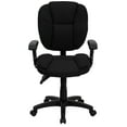 thumbnail image 7 of Emma + Oliver Mid-Back Black Fabric Pillow Top Ergonomic Task Office Chair with Arms, 7 of 7