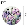 thumbnail image 2 of 16 Inch Wall Clock Battery Operated Silent Clock Decorative for Office, Kitchen, Outdoor, Living Room，Field of Iris Flowers with Butterfly Beautiful Light Red Yellow Purple Pattern, 2 of 4