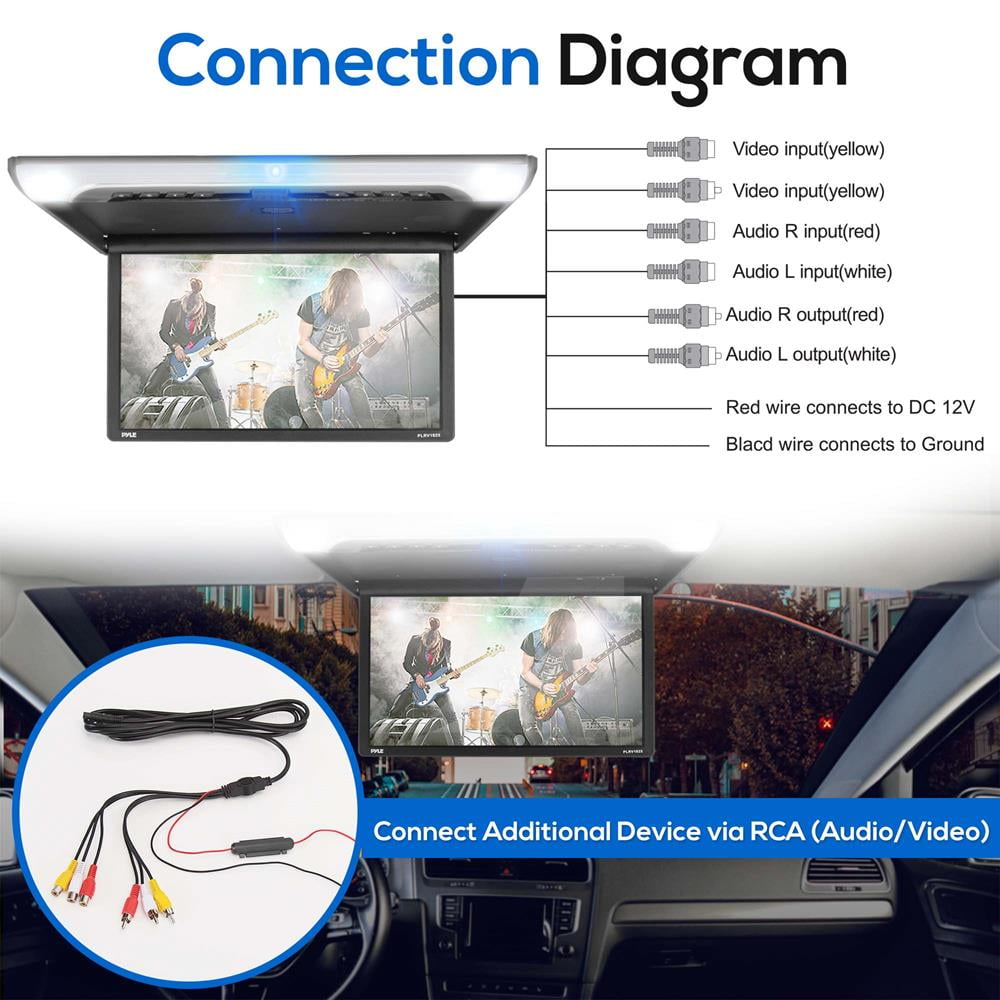 Pyle Vehicle Flip Down Display Screen Roof Mount Monitor With 1080p Support Hdmi Usb Micro Sd Ir Fm Transmitter Av Input Output 19 4 Inch Display Plrv1925 Walmart Com