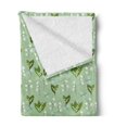 thumbnail image 2 of Floral Soft Flannel Fleece Throw Blanket, Design of Dragonflies and Campanula Flowers Wild Nature, Cozy Plush for Indoor and Outdoor Use, 50" x 60", Pale Green Pale Blue, by Ambesonne, 2 of 5