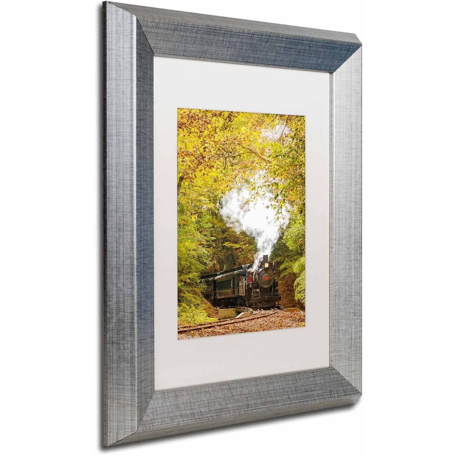 Trademark Fine Art 'Steam Train with Autumn Foliage' Canvas Art by PIPA Fine Art, White Matte, Silver Frame