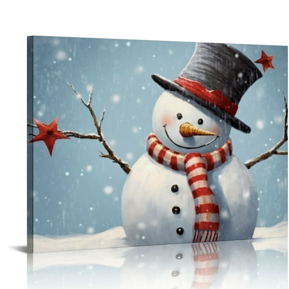 Nawypu Christmas Snowman Winter Decorations Artwork Print on Canvas, Christmas Theme Wall Art Decorations for Home Living Room Decor
